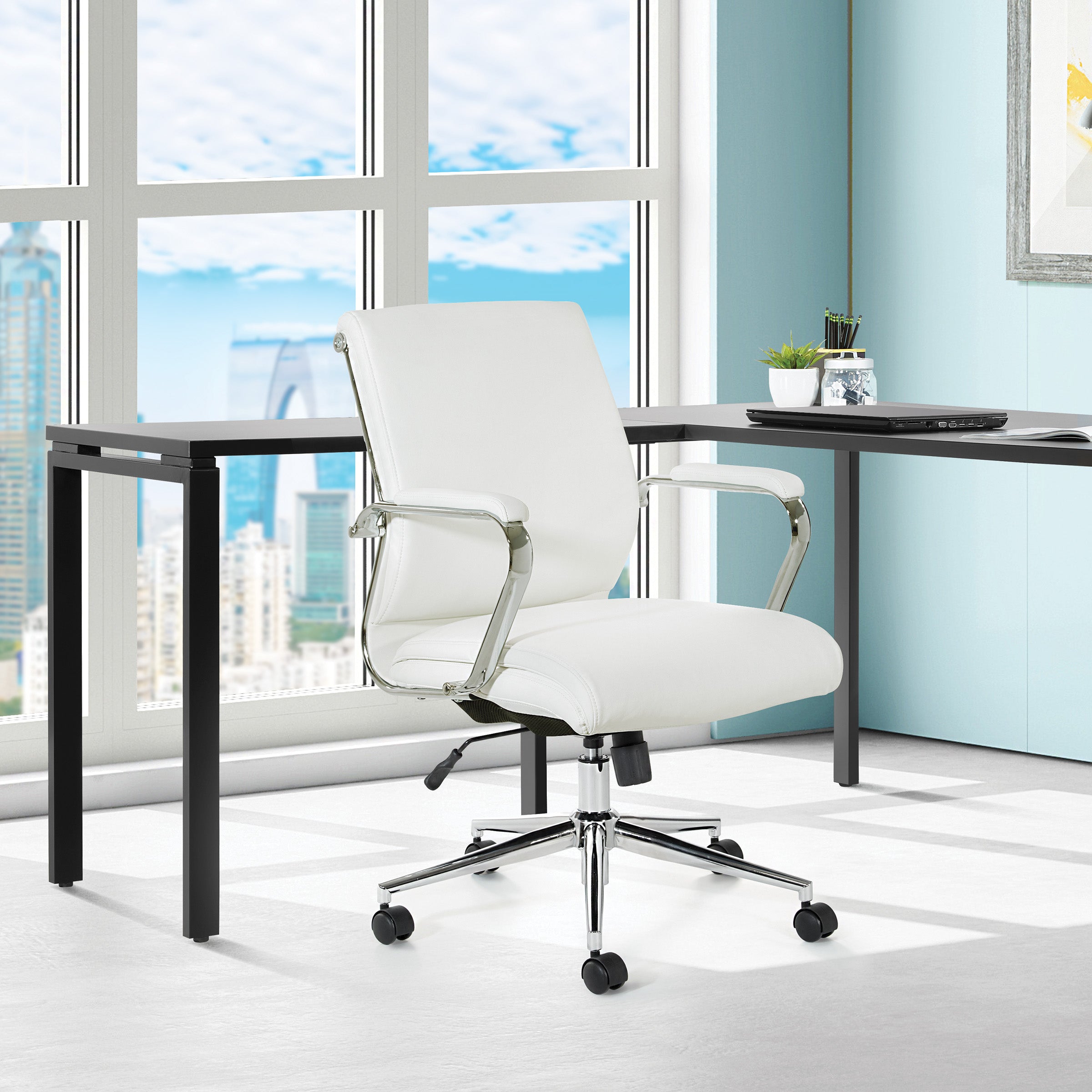 Mid Bk Silver Ion Technology Fabric Chair