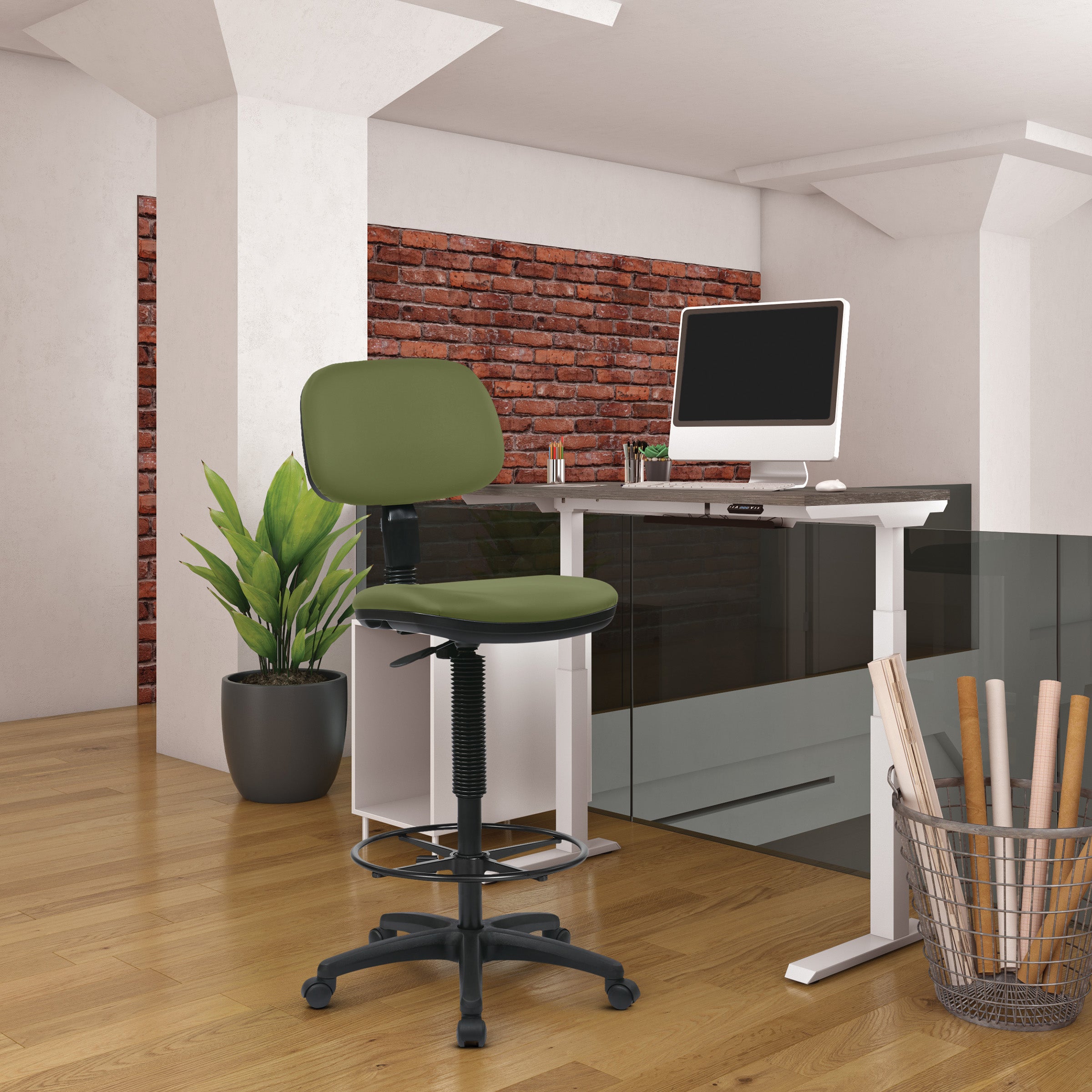 Sculptured Seat and Back Custom Dillon Fabric Drafting Chair