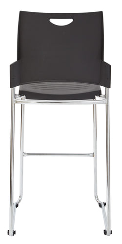 Tall Black Stacking and Ganging Chair with Plastic Seat and Back with Chrome Frame 3