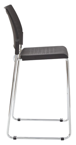 Tall Black Stacking and Ganging Chair with Plastic Seat and Back with Chrome Frame 2