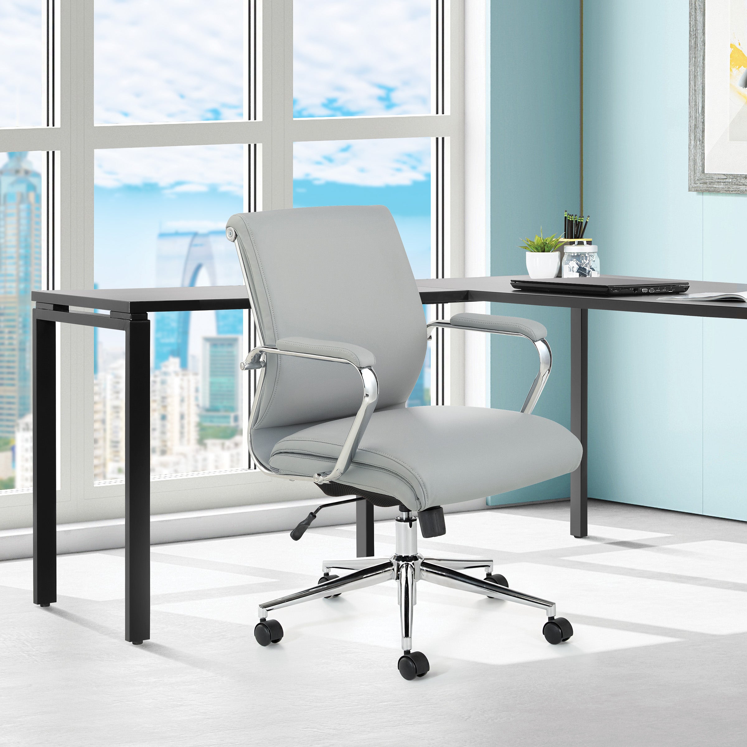 Mid Bk Silver Ion Technology Fabric Chair