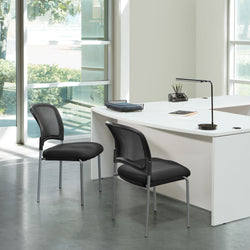 Titanium Finish Black Visitors Chair with ProGrid® Back and Straight Legs Coal