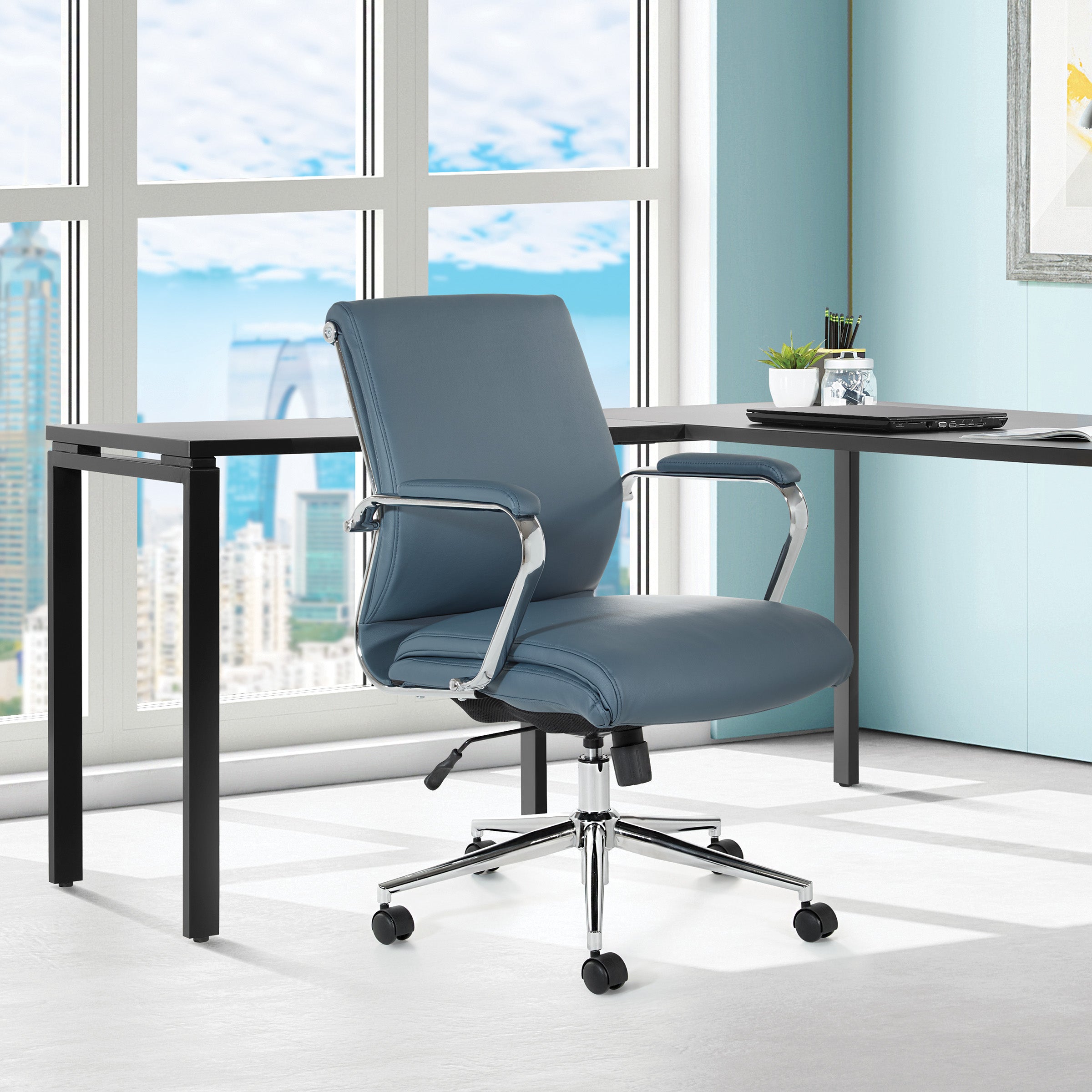 Mid Bk Silver Ion Technology Fabric Chair