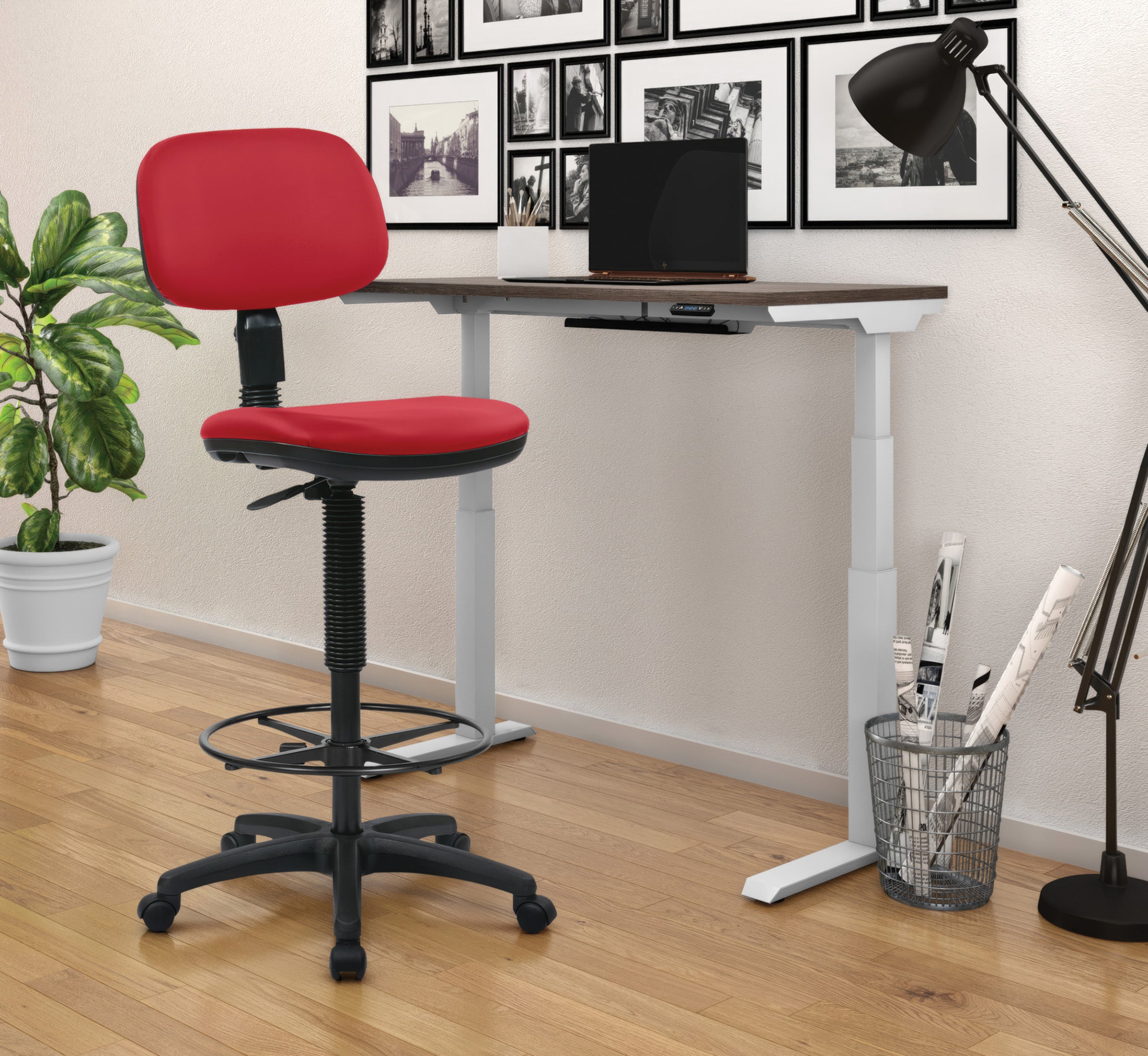 Sculptured Seat and Back Custom Dillon Fabric Drafting Chair
