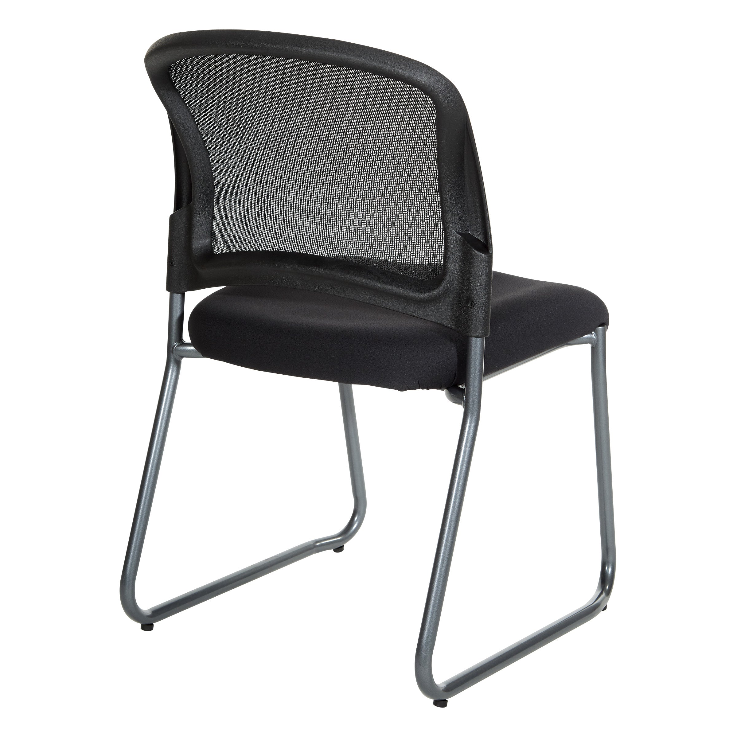 Titanium Finish Black Visitors Chair with ProGrid® Back and Sled Base Coal