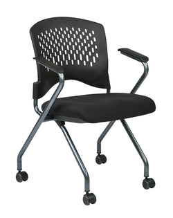 Deluxe Folding Chair with Ventilated Plastic Wrap Around Back Coal