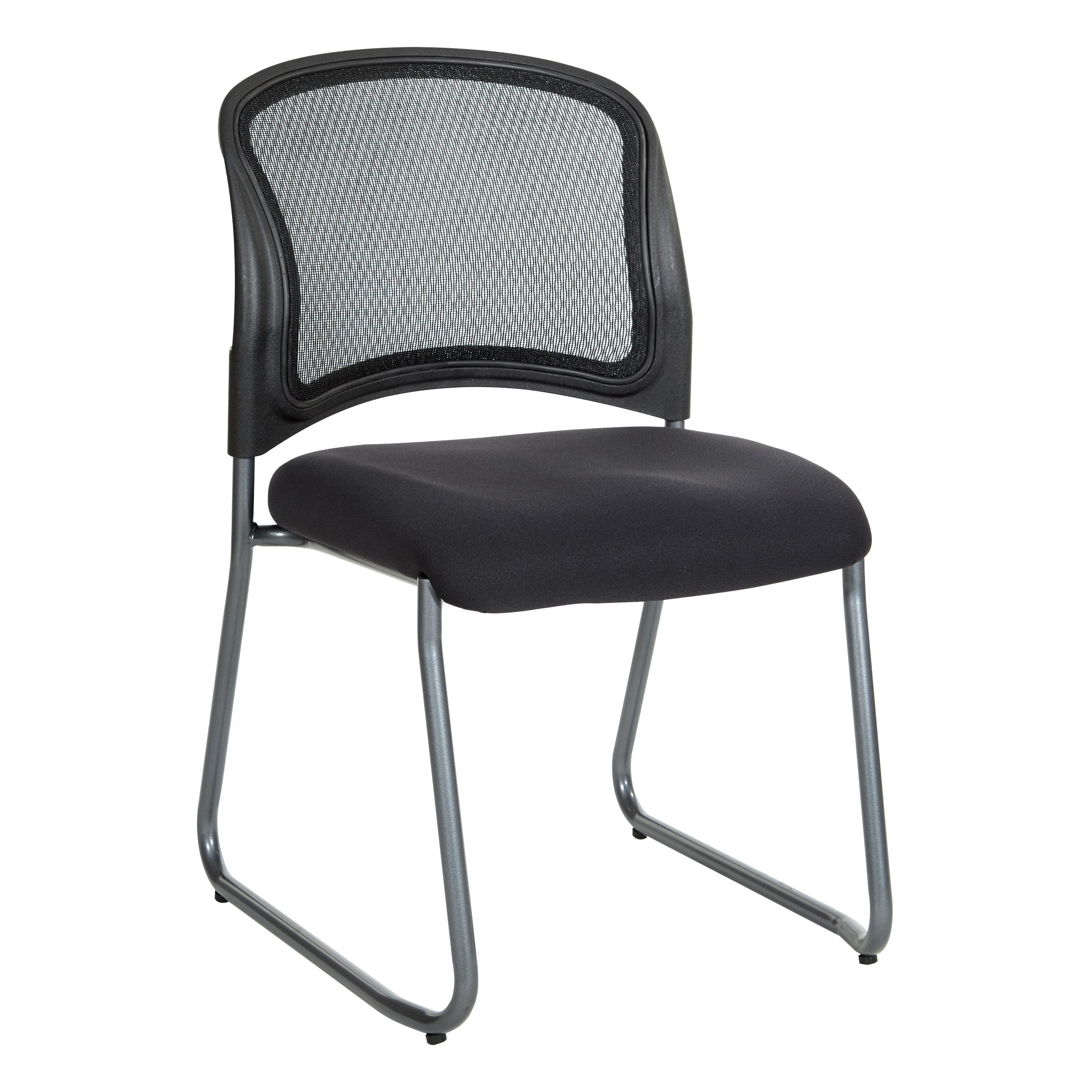Titanium Finish Black Visitors Chair with ProGrid® Back and Sled Base Coal