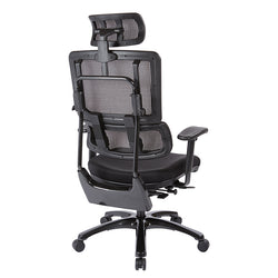 Vertical Black Mesh Back Chair with Shiny Black Base and Headrest