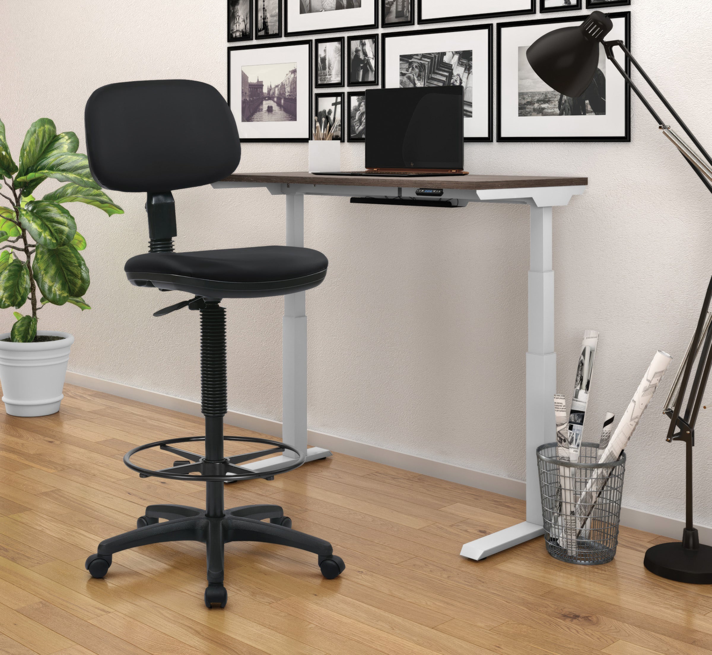 Sculptured Seat and Back Custom Dillon Fabric Drafting Chair