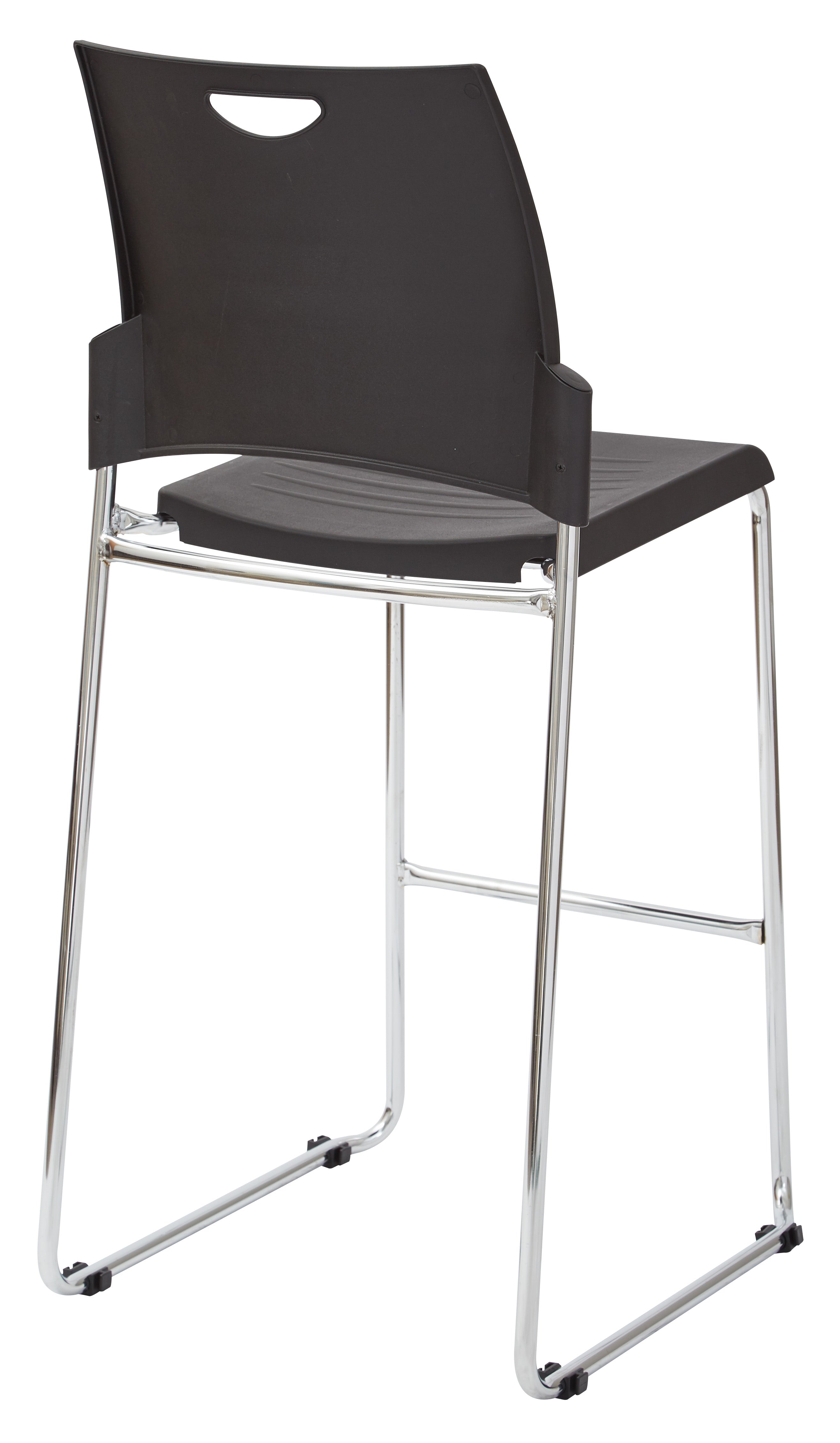 Tall Black Stacking and Ganging Chair with Plastic Seat and Back with Chrome Frame 2