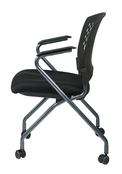 Deluxe Folding Chair with Ventilated Plastic Wrap Around Back Coal