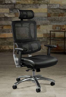 Vertical Black Mesh Back Chair with Headrest