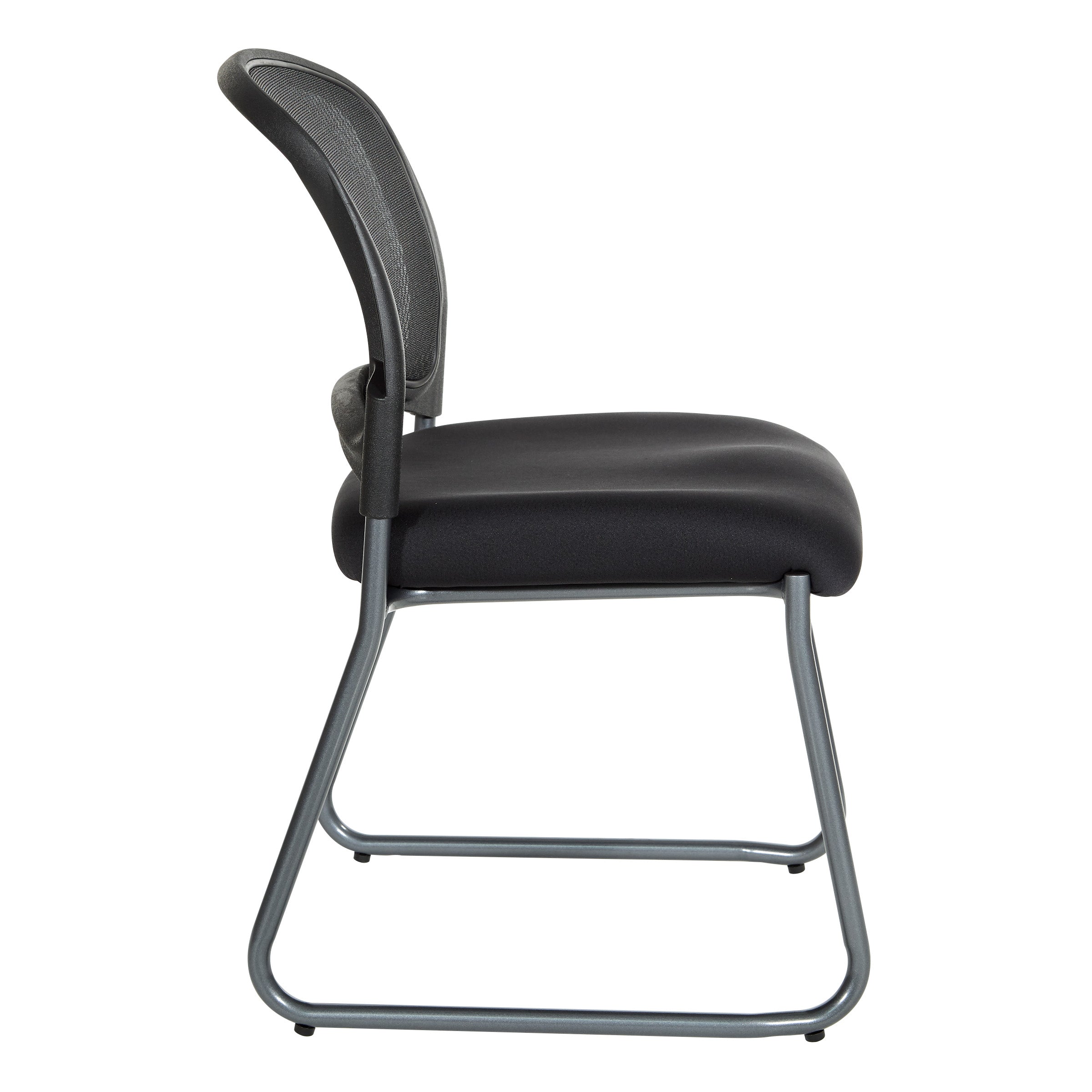 Titanium Finish Black Visitors Chair with ProGrid® Back and Sled Base Coal