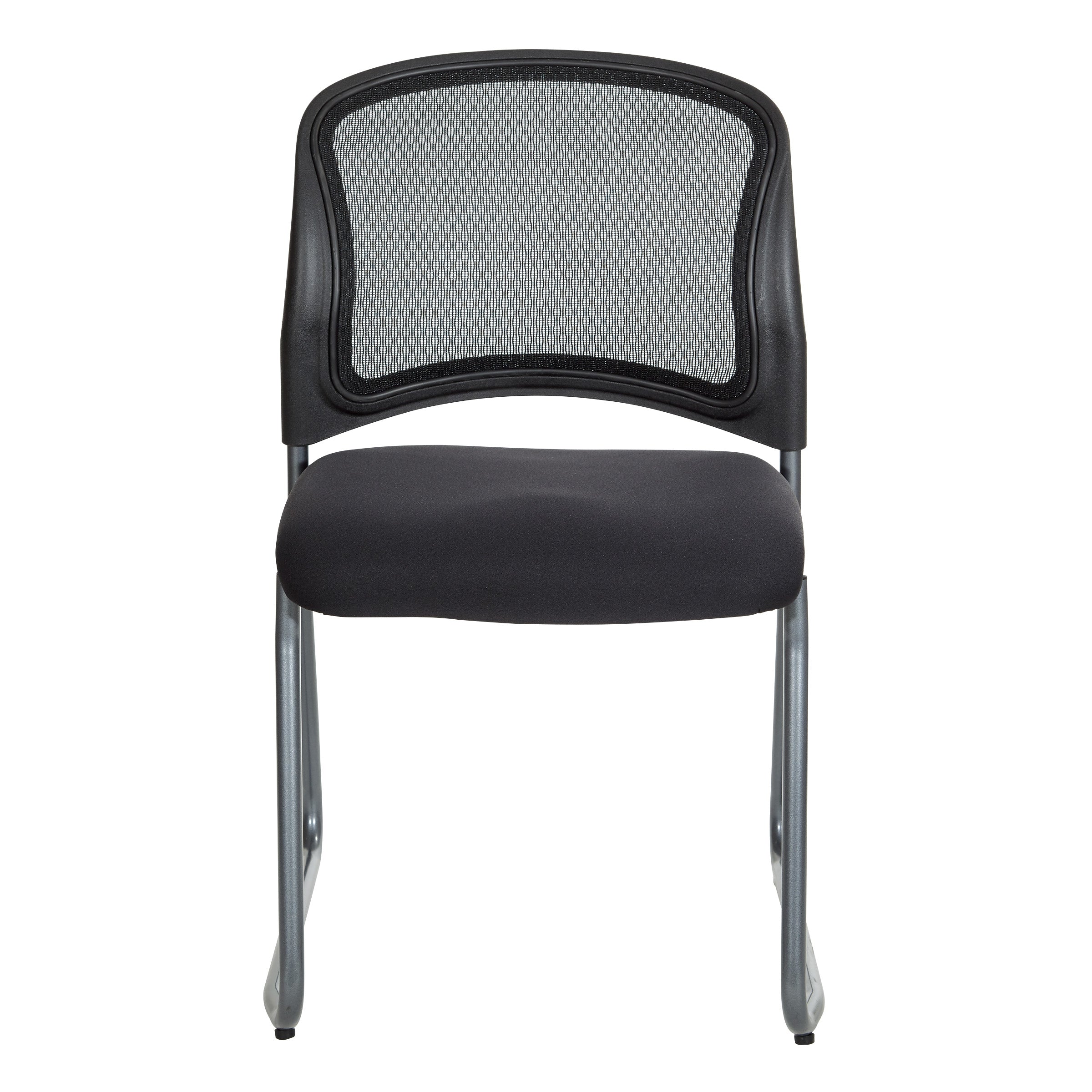 Titanium Finish Black Visitors Chair with ProGrid® Back and Sled Base Coal