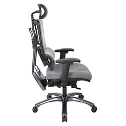 Vertical Grey Mesh Back Chair with Titanium Base with headrest
