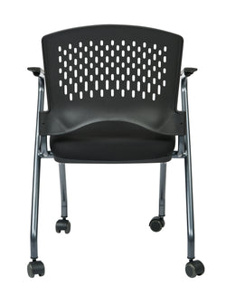 Deluxe Folding Chair with Ventilated Plastic Wrap Around Back Coal