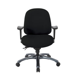 Multi-Function Mid Back Chair with Seat Slider and Titanium Finish Base