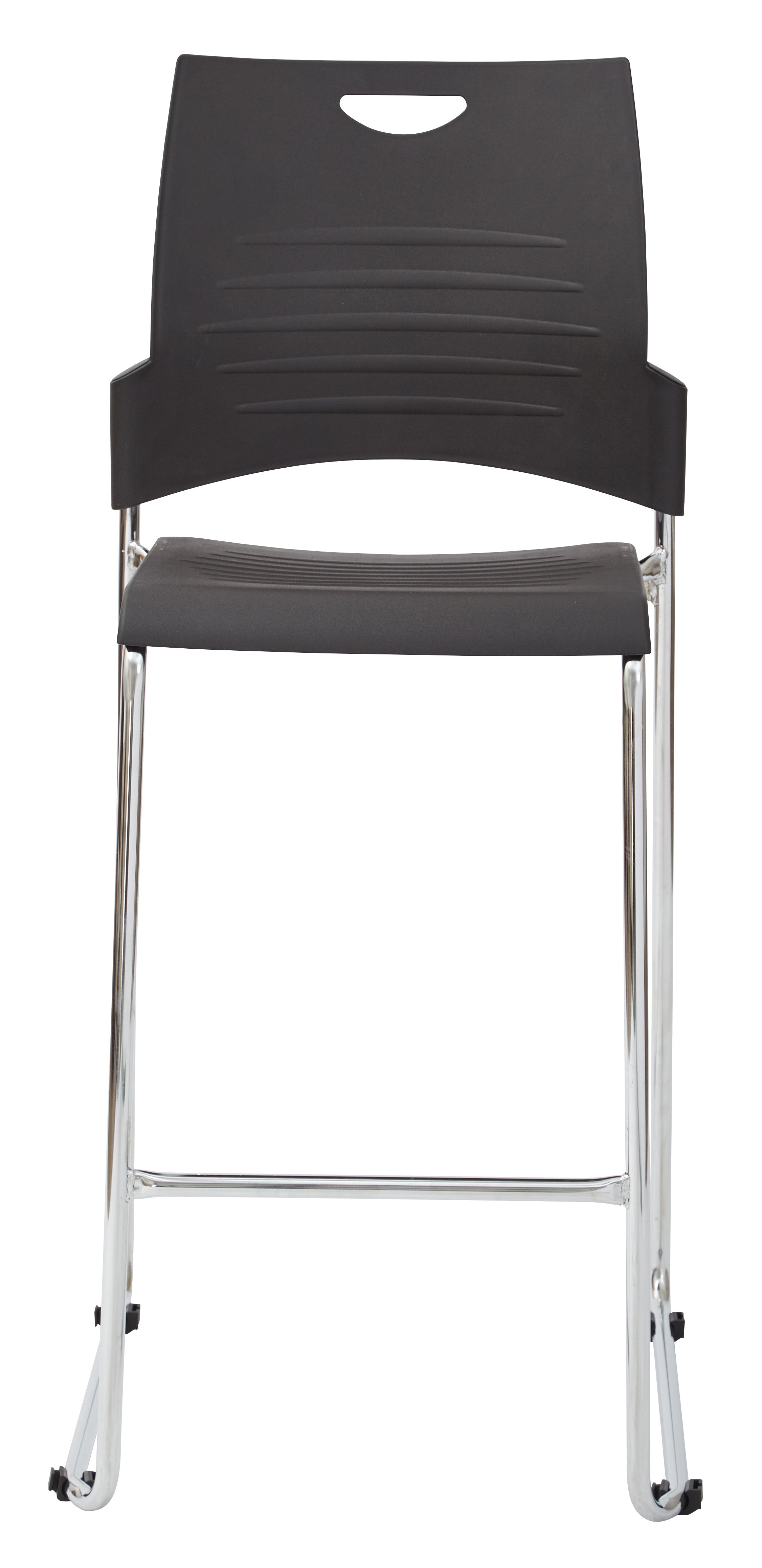 Tall Black Stacking and Ganging Chair with Plastic Seat and Back with Chrome Frame 1