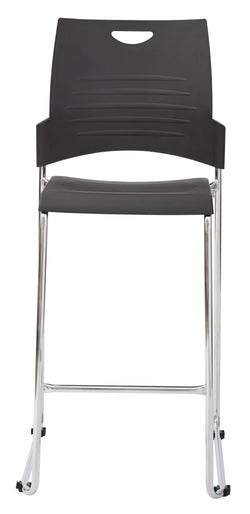 Tall Black Stacking and Ganging Chair with Plastic Seat and Back with Chrome Frame 2